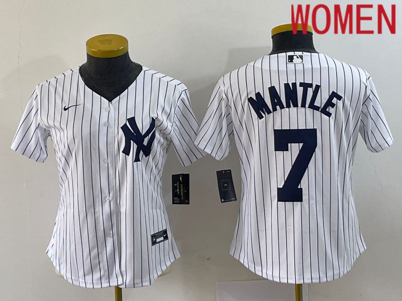 Women New York Yankees #7 Mantle White Nike Game MLB Jersey->pittsburgh steelers->NFL Jersey
